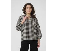 Kaffe Women's KAelna Long Sleeve Checkered Blouse in Charcoal | Size: 14