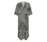 KAFFE Women's Kaftan Dress Half Sleeves Midi Length V-Notch Neck Regular Fit, Moonstruck/Black Animal, 8
