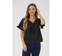 Kaffe Women's KAmariana Short Sleeve Frill Blouse in Black | Size: 8
