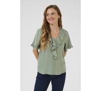 Kaffe Women's KAmariana Short Sleeve Frill Blouse in Pale Green | Size: 14