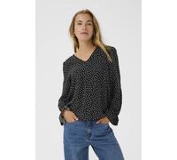 Kaffe Women's KArea Polka Dot V Neck Blouse in Black | Size: 16