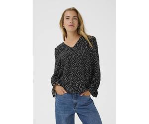 Kaffe Women's KArea Polka Dot V Neck Blouse in Black | Size: 16