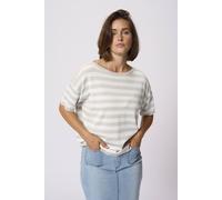 Kaffe Women's KAregina Striped Short Sleeve Pullover in Light Beige | Size: 2XL