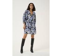 Kaffe Women's KAvictoria V-neck Puff Sleeve Tunic Dress in Blue | Size: 18