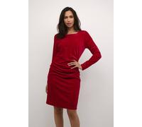 KAFFE Women's Dress Above Knee Length Regular Fit Long Sleeves Boat Neck, High Red, M