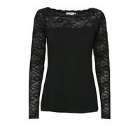 Kaffe Women's Lace Blouse with Long Sleeves Fitted Top, Black deep, M