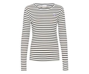 Kaffe Women's Long Sleeved T-Shirt Striped Blouse with Round Neck Blouse, Cream, M