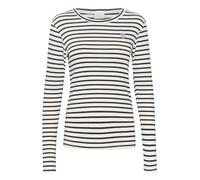 Kaffe Women's Long Sleeved T-Shirt Striped Blouse with Round Neck, Cream, M