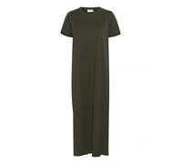 KAFFE Women's Maxi Short Sleeves Jersey Dress Crew Neck Relaxed Fit, Forest Night, S