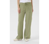 Kaffe Women's Milia Elastic Waist Wide Leg Trousers in Olive | Size: 12