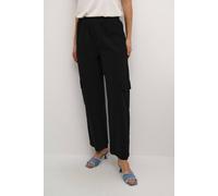 Kaffe Women's Naya Elastic Waist Cargo Trousers in Black | Size: 16