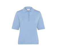 KAFFE Women's Polo Pullover Short Sleeves Regular Fit Light Knit Buttons, Vista Blue Melange, L