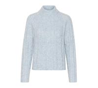 KAFFE Women's Pullover Cable Knit Funnel Neck Long Sleeves Regular Fit, Celestial Blue Melange, Large