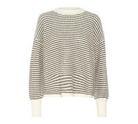 KAFFE Women's Pullover Crew Neck Relaxed Fit Long Sleeves Textured Knit, Chalk/Major Brown Structure, XXL