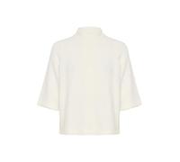 KAFFE Women's Pullover Half Sleeves High Neck Cropped Length Fuzzy Knit, Chalk, XL