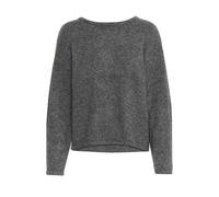 KAFFE Women's Pullover Open Back Relaxed Fit Round Neck Long Sleeves Hip Length, Dark Grey Melange, XS