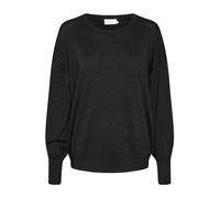 KAFFE Women's Pullover Round Neck Regular Fit Long Sleeves Metallic Knit, Black Deep, Medium
