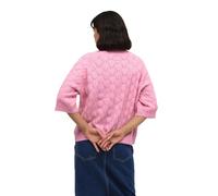 KAFFE Women's Pullover Round Neck Relaxed Fit Half Sleeves Patterned Knit, Rosebloom Melange, Medium
