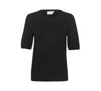 KAFFE Women's Pullover Short Sleeves Round Neck Regular Fit Hip Length Sweater, Black Deep, M