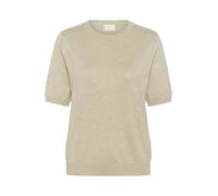 KAFFE Women's Pullover Short Sleeves Round Neck Regular Fit Hip Length Sweater, Feather Gray Melange, S