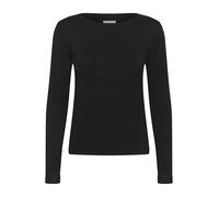 KAFFE Women's Pullover Slim Fit Boat Neck Long Sleeves Hip Length Fine Knit, Black Deep, XXL