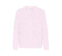 KAFFE Women's Pullover V-Neck Regular Fit Long Sleeves Patterned Knit Hip Length, Lilac Snow, L
