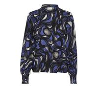 KAFFE Women's Shirt Printed Regular Fit Buttons Long Sleeves Smock Cuffs, Blue/Grey Abrstact Graphic, 10