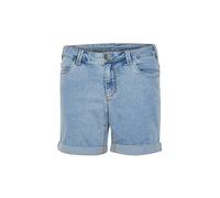 KAFFE Women's Shorts Mid-Thigh Length Folded Cuffs Regular Waist, Light Blue Washed Denim, 16