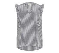 Kaffe Womens Sleeveless blouse Regular fit Black Melange/White Stripe - Size Medium