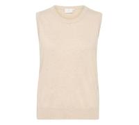 KAFFE Women's Slipover Knitted Sleeveless Round Neck Regular Fit Hip Length Pullover, Feather Gray Melange, Large