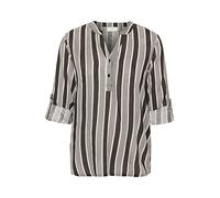 KAFFE Women's T-Shirt, Blouse, 3/4 Sleeves, V-Neck, Casual, Brown/Chalk Stripe, 6
