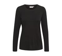 Kaffe Women's T-Shirt Long Sleeves Slim Fit Round Neck Jersey Tee Hip Length, Black Deep, L