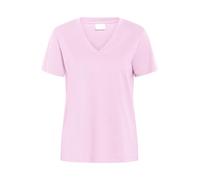 KAFFE Women's T-Shirt Short Sleeves V-Neck Regular Fit Jersey Tee Hip Length, Pink Mist, XL