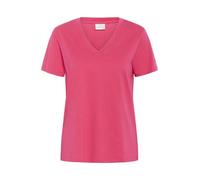 KAFFE Women's T-Shirt Short Sleeves V-Neck Regular Fit Jersey Tee Hip Length, Raspberry, XL