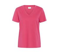 KAFFE Women's T-Shirt Short Sleeves V-Neck Regular Fit Jersey Tee Hip Length, Raspberry, XL