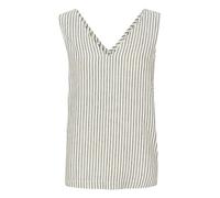 KAFFE Women's Tank Top V-Neck Sleeveless Regular Fit Hip Length Wide Shoulders, Chalk/Black Stripe, 14