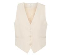 KAFFE Women's Waistcoat V-Neck Button Fastening Peaked Hem Pockets Tailored Fit, Antique White, UK 14