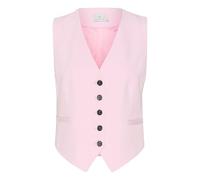 Kaffe Women's Waistcoat V-Neck Button Fastening Peaked Hem Pockets Tailored Fit, Pink Mist, UK 14