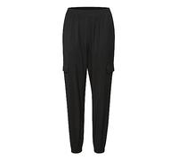 Kaffe Women's Women's Jog Pants Cargo Pockets High-Waisted Elastic Waist Regular Fit Pants, Black Deep,