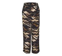 Kaffe Women's Women's Pants High-Waisted Elastic Waistband Wide Legs Printed Casual Fit Trousers, Black/Brown Tiger Print,