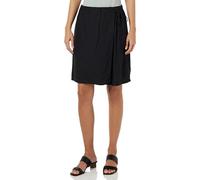 KAFFE Women's Wrap Skirt Above Knee Length Elastic Waist Straight Fit Pockets, Black Deep, 10