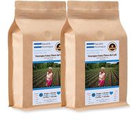 Kaffee Globetrotter - Coffee with Heart - Nicaragua Fancy Flores del Café - 2 x 1000g Whole Beans - for Coffee Machine, Coffee Grinder - Fair Trade Roast Coffee | Refill Value Pack