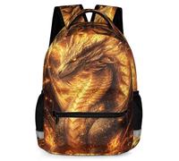 KAFFUL Cool Dragon Backpack for Kids, Fantasy Kids Waterproof School Bag with Reflective Strip & Side Pockets, 16.9 Inch, Dragon-01, One Size, Animals