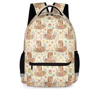KAFFUL Cute Floral Animal Backpack for Girls, Waterproof School Bag with Reflective Strip & Side Pockets, 16.9 Inch, Horse, One Size, Animals