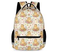 KAFFUL Cute Floral Animal Backpack for Girls, Waterproof School Bag with Reflective Strip & Side Pockets, 16.9 Inch, Chick, One Size, Animals
