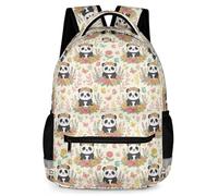 KAFFUL Cute Floral Animal Backpack for Girls, Waterproof School Bag with Reflective Strip & Side Pockets, 16.9 Inch, Panda, One Size, Animals