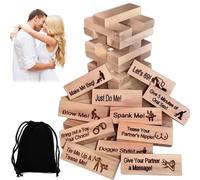 Kafoon Blocks Adult Jenga, 48Pcs Adult Jenga Game Naughty for Couples, Sexy Lust Tower Games for Couples Date Night Ideas, Jengas para Adultos En Español Valentine Lover Drunking Games(Italian)