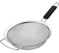 Kafoor 10" Large Fine Mesh Strainer with Thermo Plastic Rubber Handle - Sieve Fine Mesh Stainless Steel - Ideal to Strain Pasta, Quinoa and Rice (10" Black)