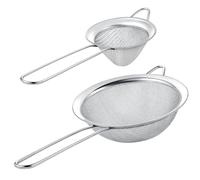 Kafoor Set of 2 Stainless Steel Mesh Strainers for Kitchen - 5.5 inch Round Fine Mesh Strainer & 3.4 inch Conical Strainer Fine Mesh - Ideal to Sieve Pasta Noodles, Quinoa, Tea, Coffee, Juices, Flour