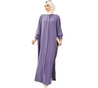 Kaftan Dresses for Women, Muslim Dresses for Women One-piece Abaya Caftan Button Down Henley Shirt Prayer Dress Batwing Long Sleeve Middle East Arabian Robe Dubai Islamic Ramadan Party Purple One Size